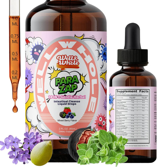 WellWholePlus kids black walnut digestive support drops, mixed berry