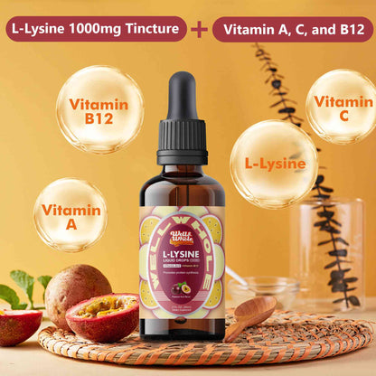 L-lysine liquid drops with the 1000mg amino acid ingredient panel