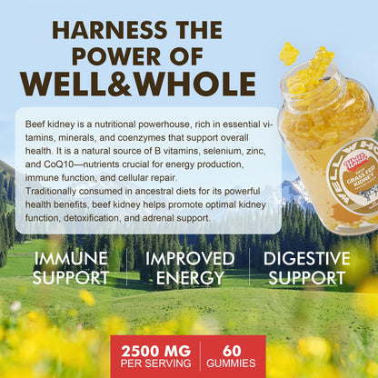 Man 50+ taking grass fed beef kidney gummies with breakfast
