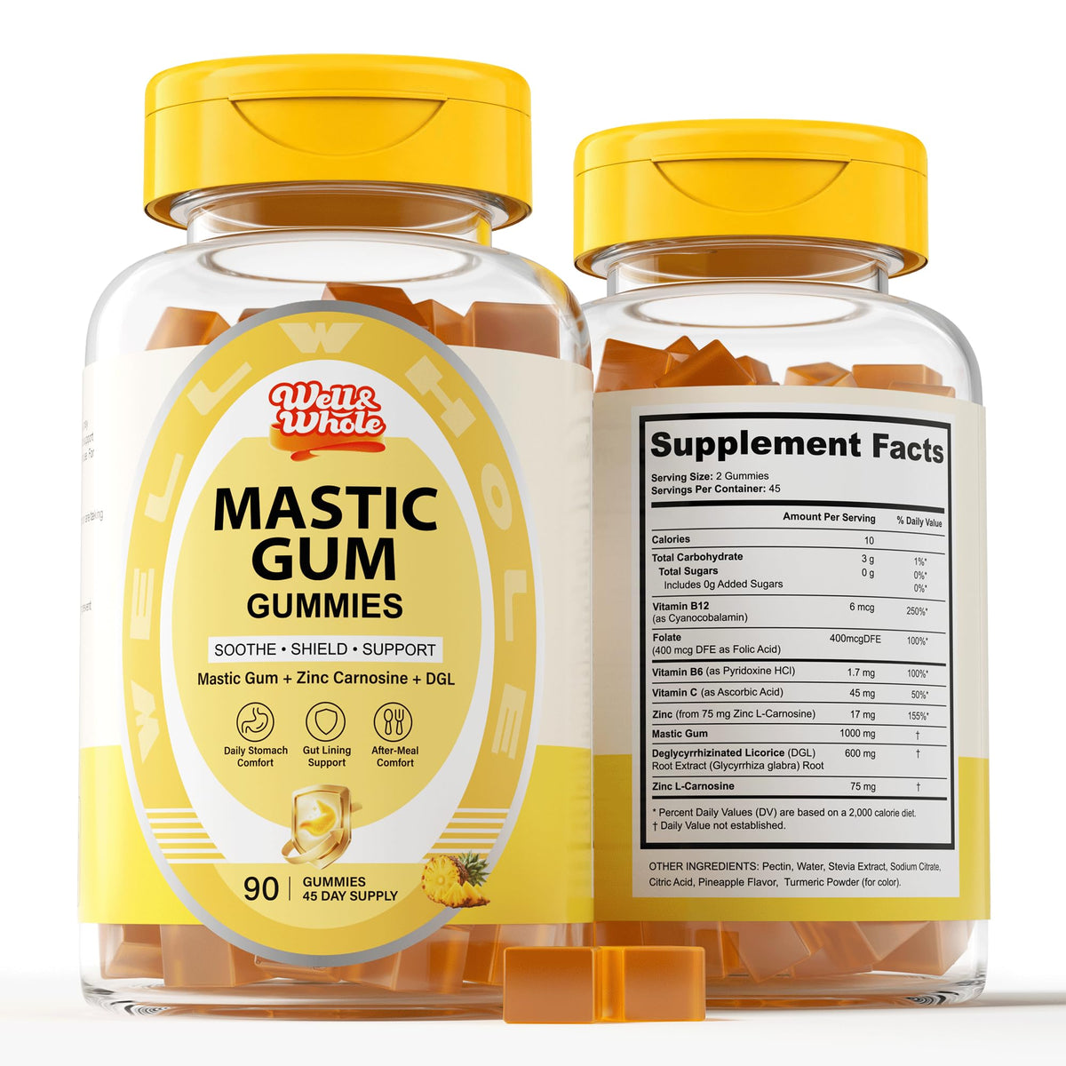 Stomach Support Gummies for Men Over 50 | Mastic Gum, Zinc Carnosine & DGL