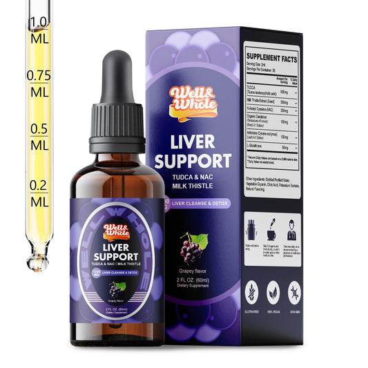 WellWholePlus liver support liquid drops with TUDCA and milk thistle