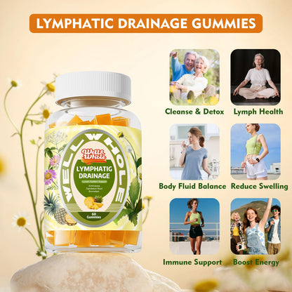 Man 50+ taking lymphatic drainage gummies after a long desk day
